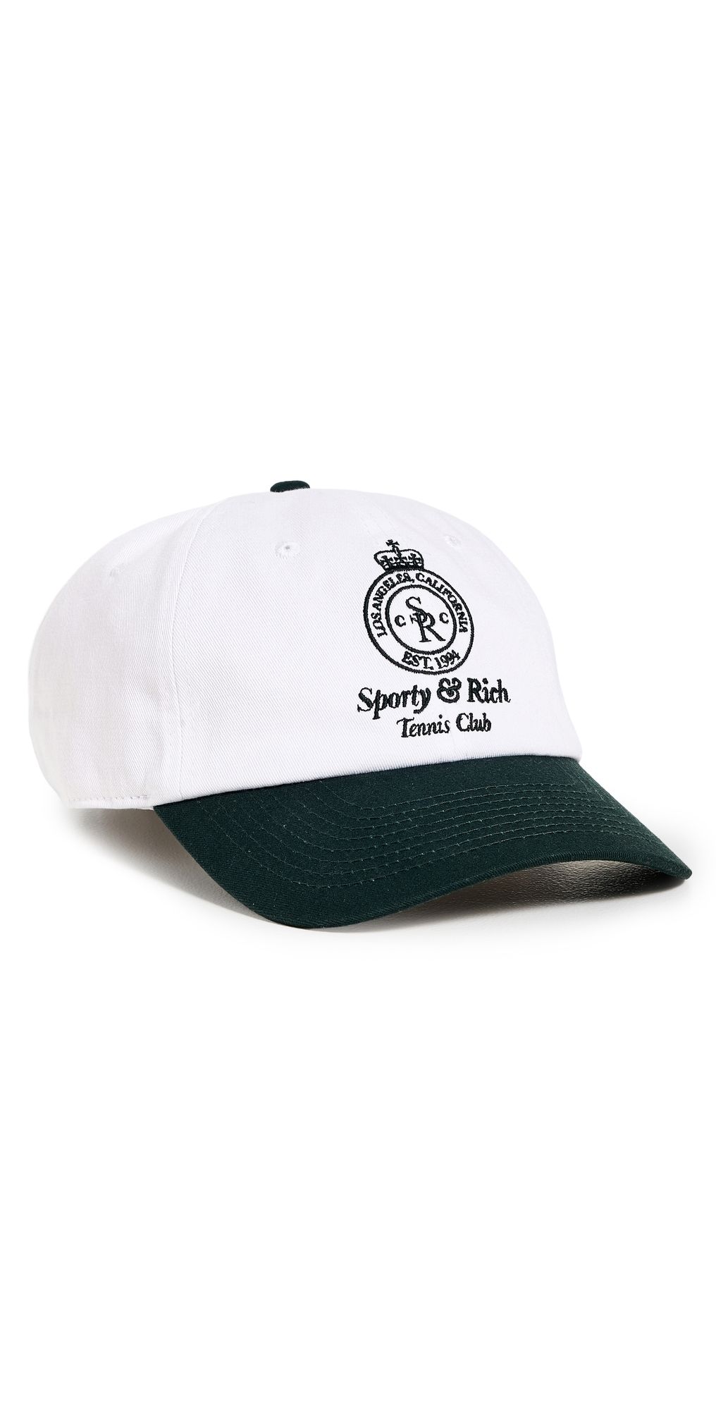 Sporty & Rich Crown Tennis Cap White/Forest One Size