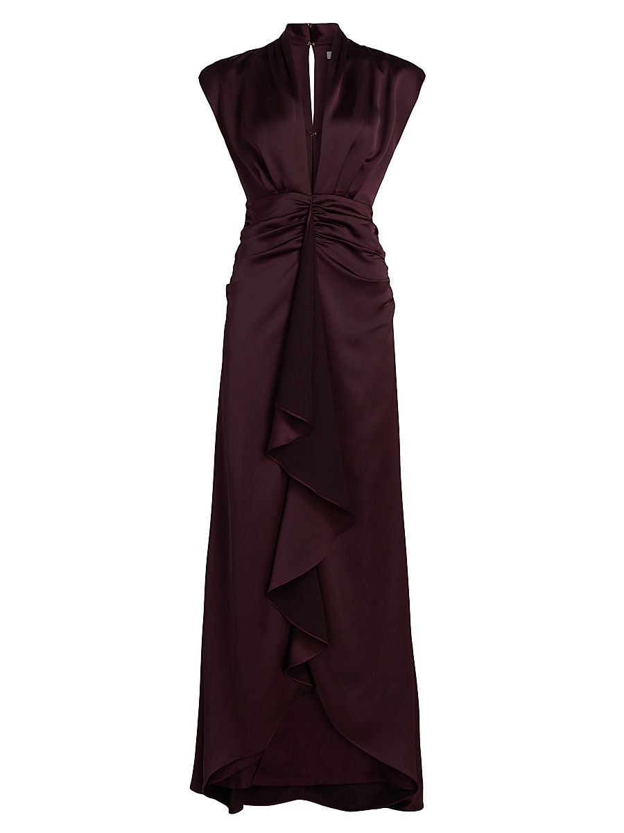 Women's Catrin Waterfall Hi-Low Gown - Blackberry - Size 10