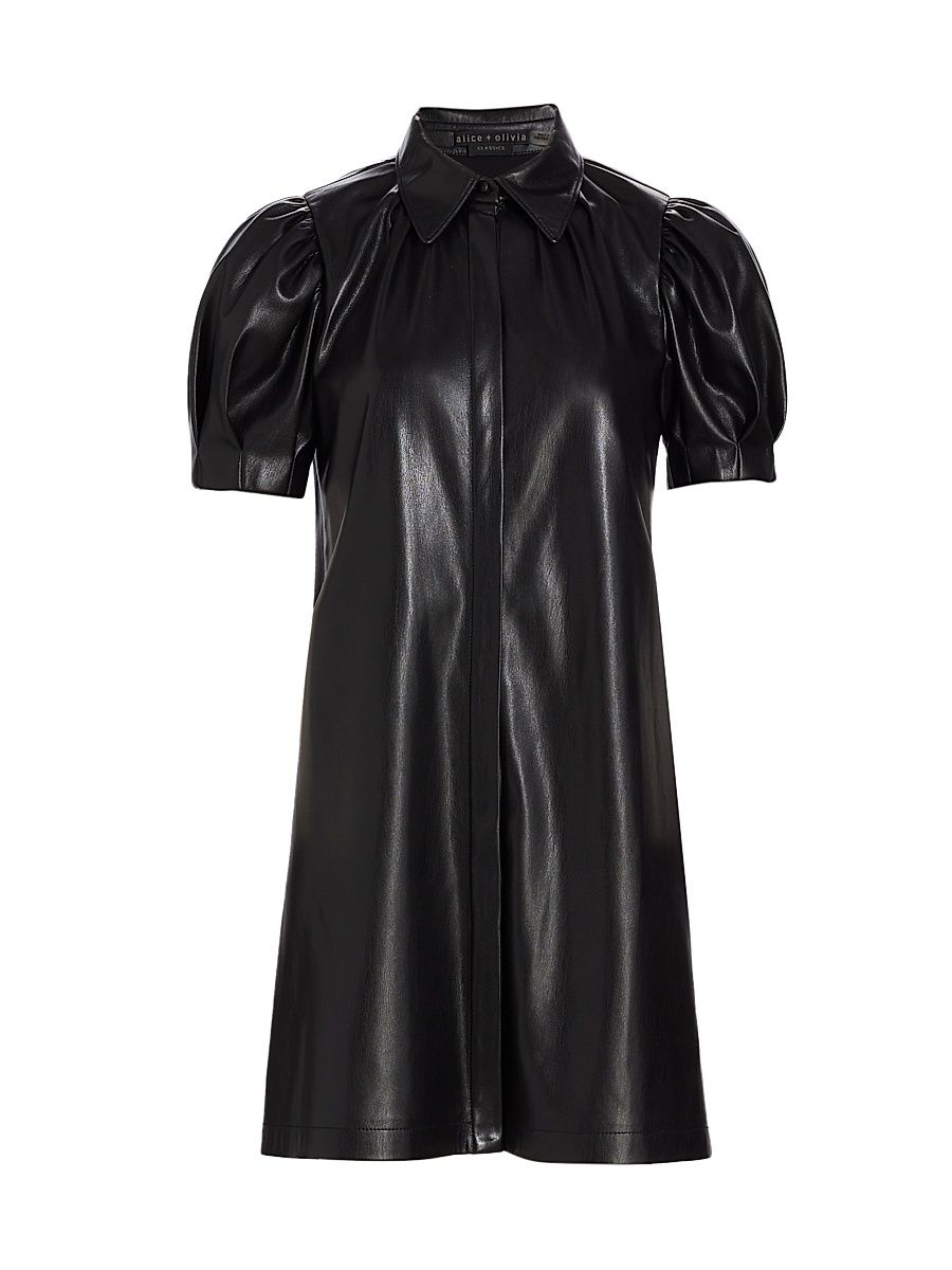 Women's Jem Faux Leather Shirtdress - Black - Size Medium