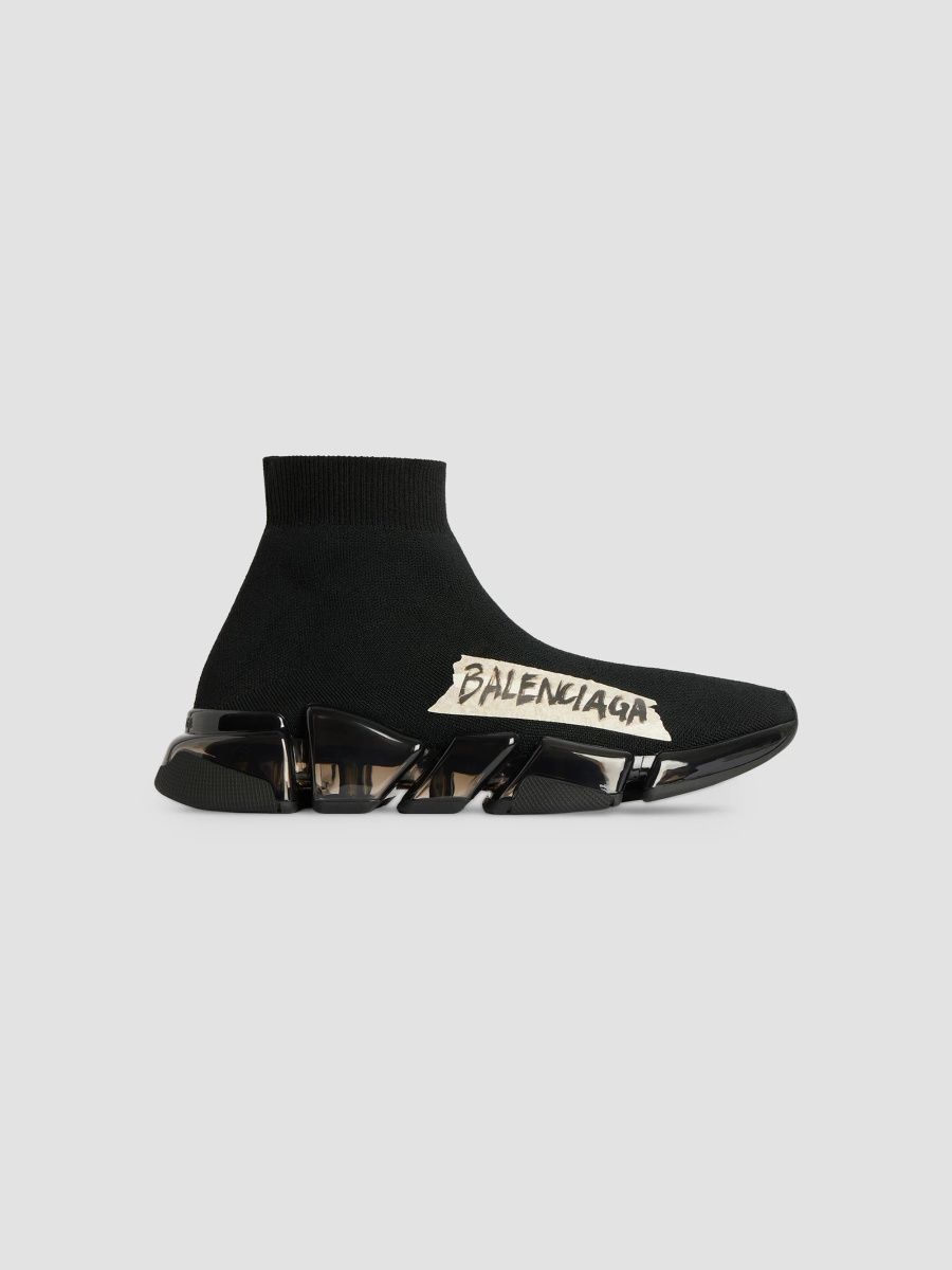 Balenciaga Men's Speed 2.0 Knit Sneakers - Black Yellow - Size 13