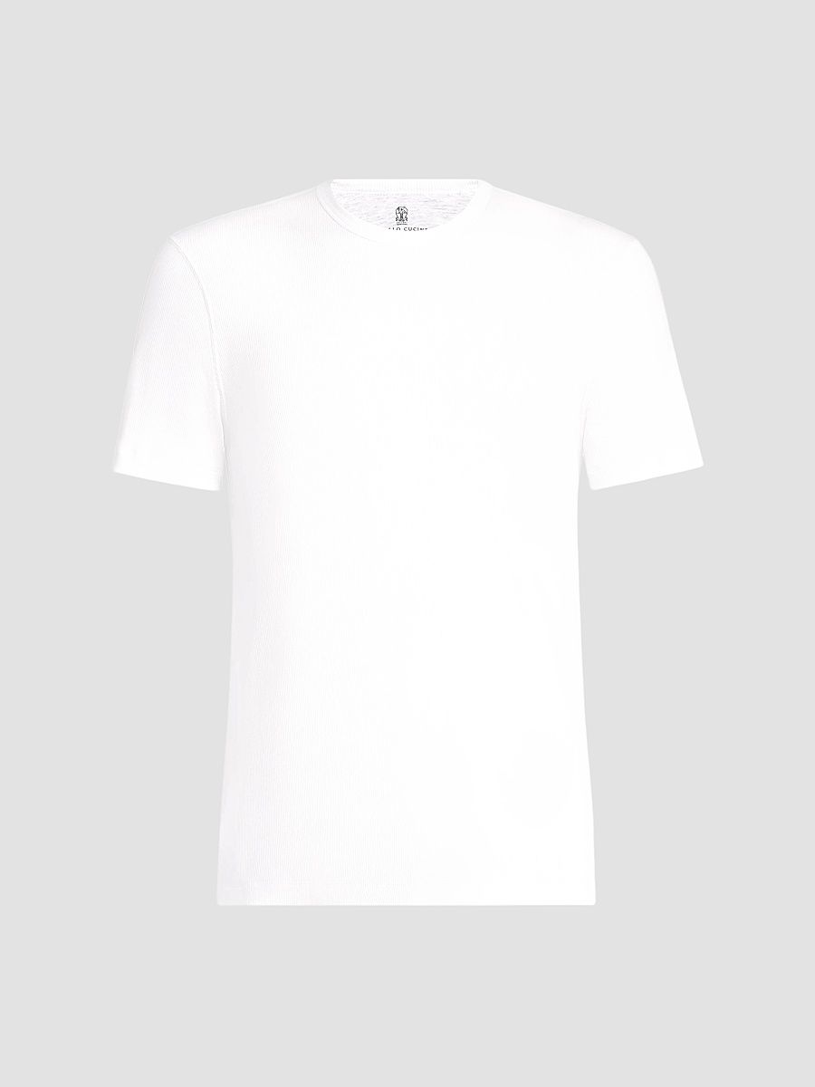 Men's Stretch Cotton and Modal Ribbed Jersey Crewneck T-Shirt - White - Size XXXXXL