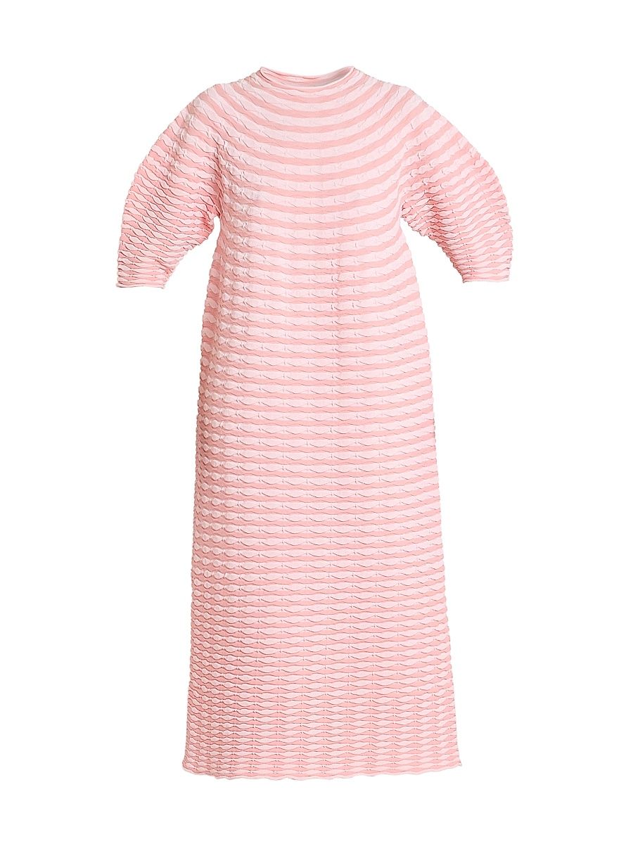 Women's Colorful Mushroom Knit Midi-Dress - Light Pink