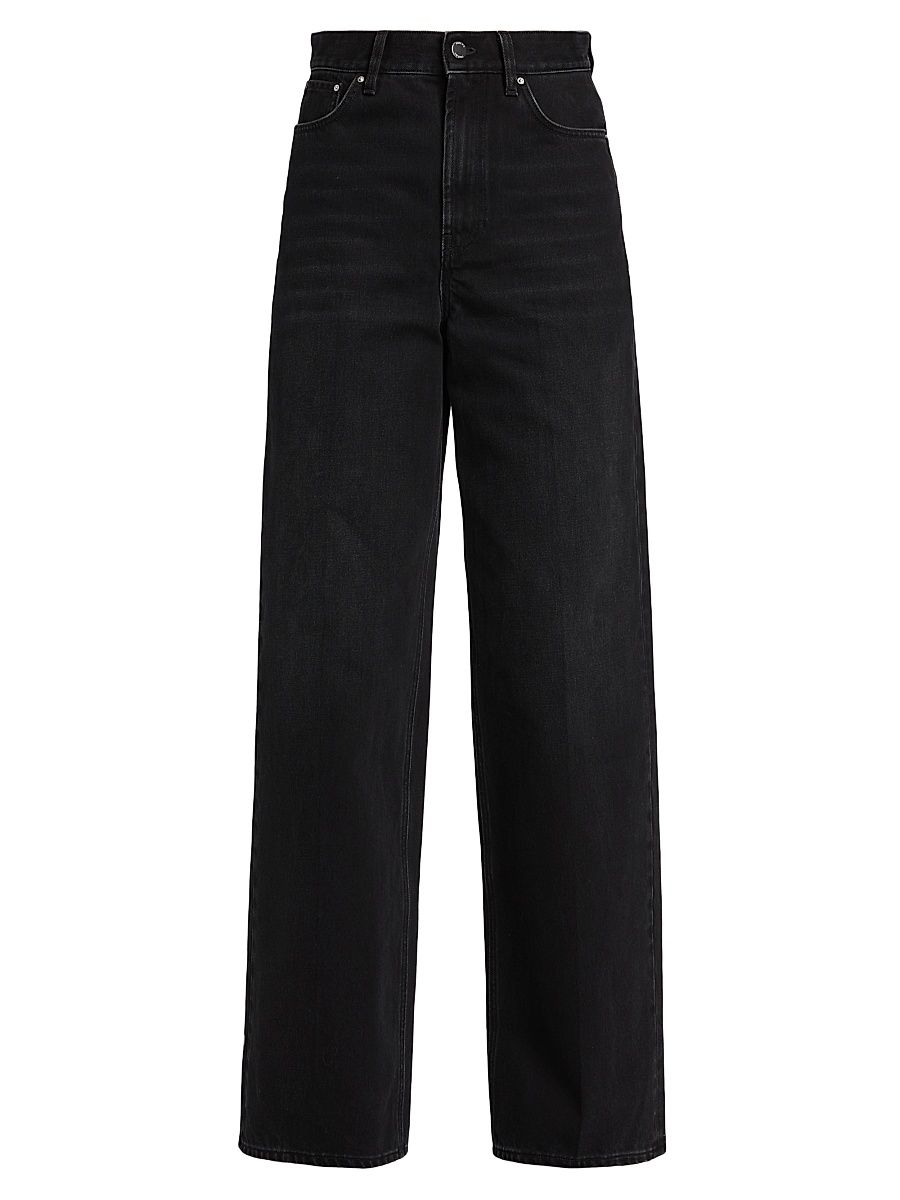 Women's High-Rise Wide-Leg Jeans - Faded Black - Size 30