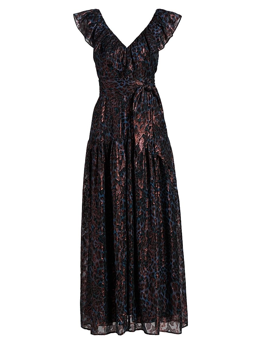 Women's Francine Metallic Silk Maxi Dress - Riverbend - Size XL