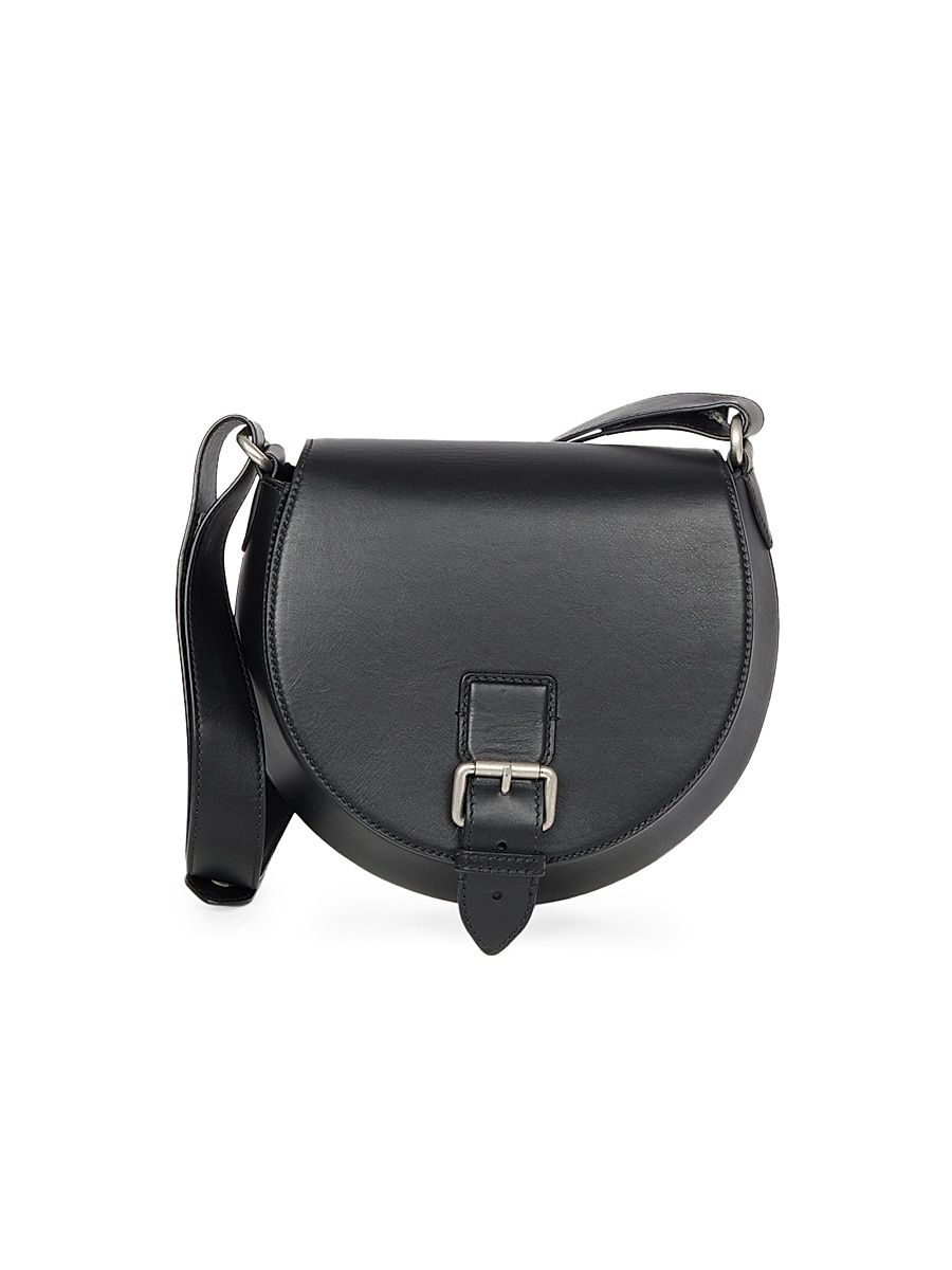 Men's Leather Crossbody Bag - Black