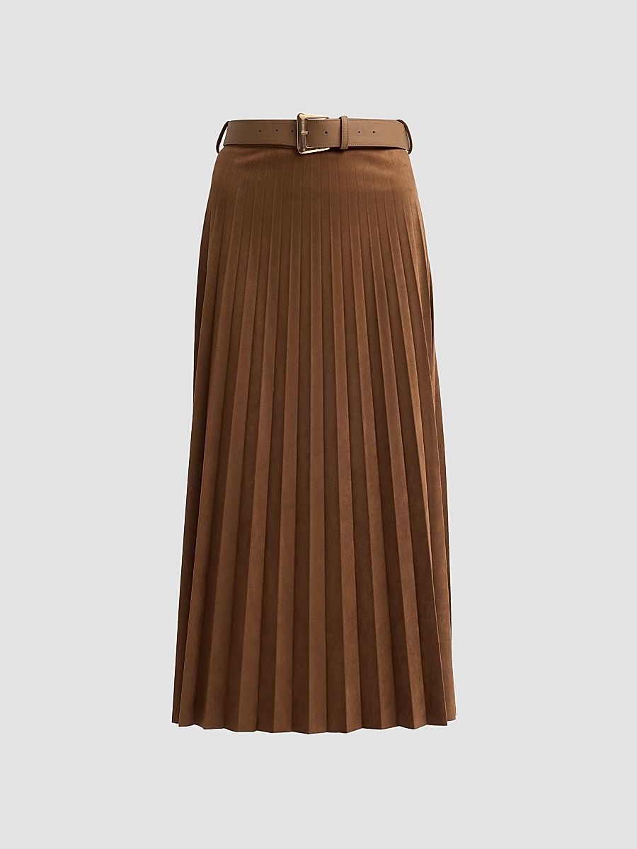 Women's Nayla Pleated Midi Skirt - Brown - Size 4