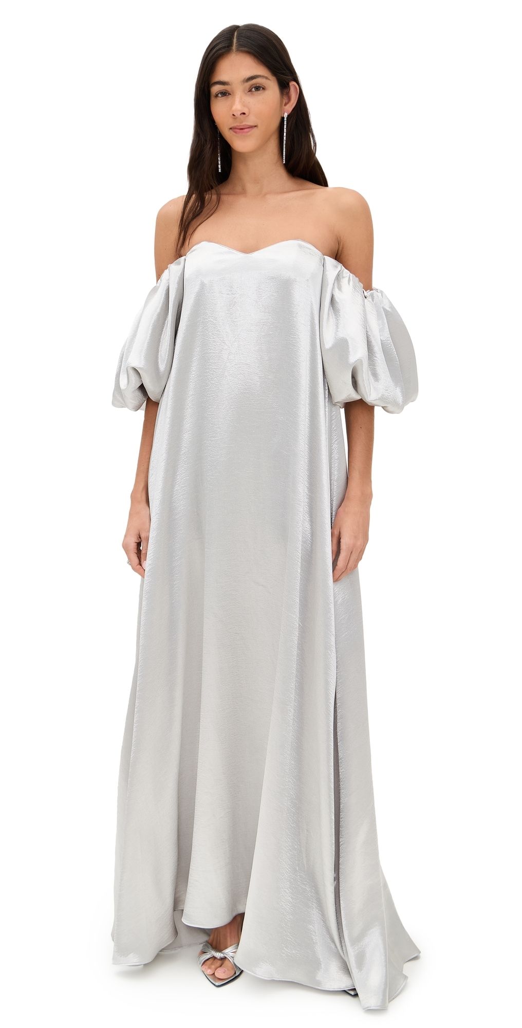 CAROLINE CONSTAS Palmer Gown Silver XL