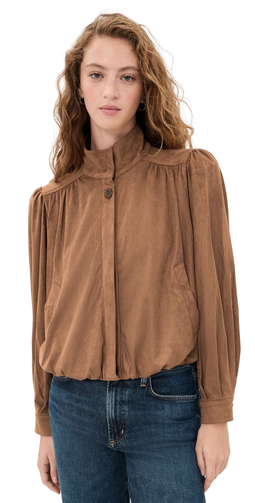 ASTR the Label Estero Faux Suede Jacket Coffee M