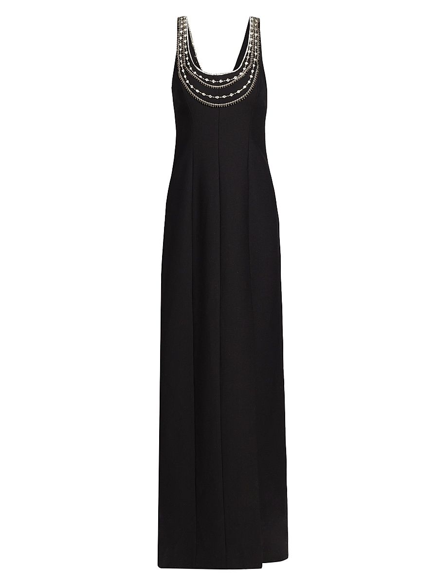 Women's April Crystal-Embellished Column Gown - Black Silver - Size 4