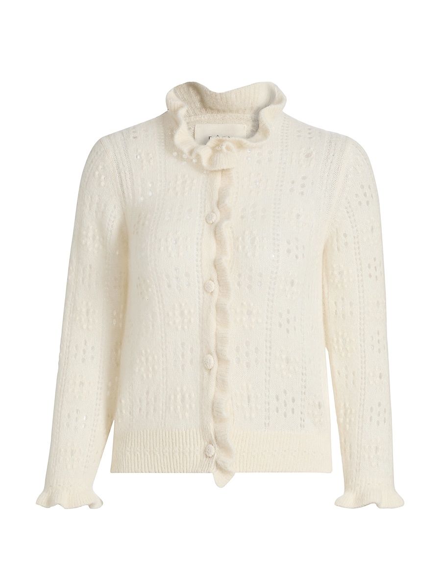 Women's Claudie Ruffle Cardigan - Ivory - Size XS