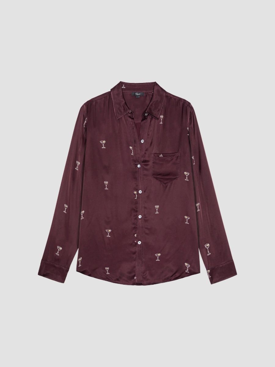 Rails Women's Alyssa Martini Button-Down Shirt - Oxblood Martini - Size Large