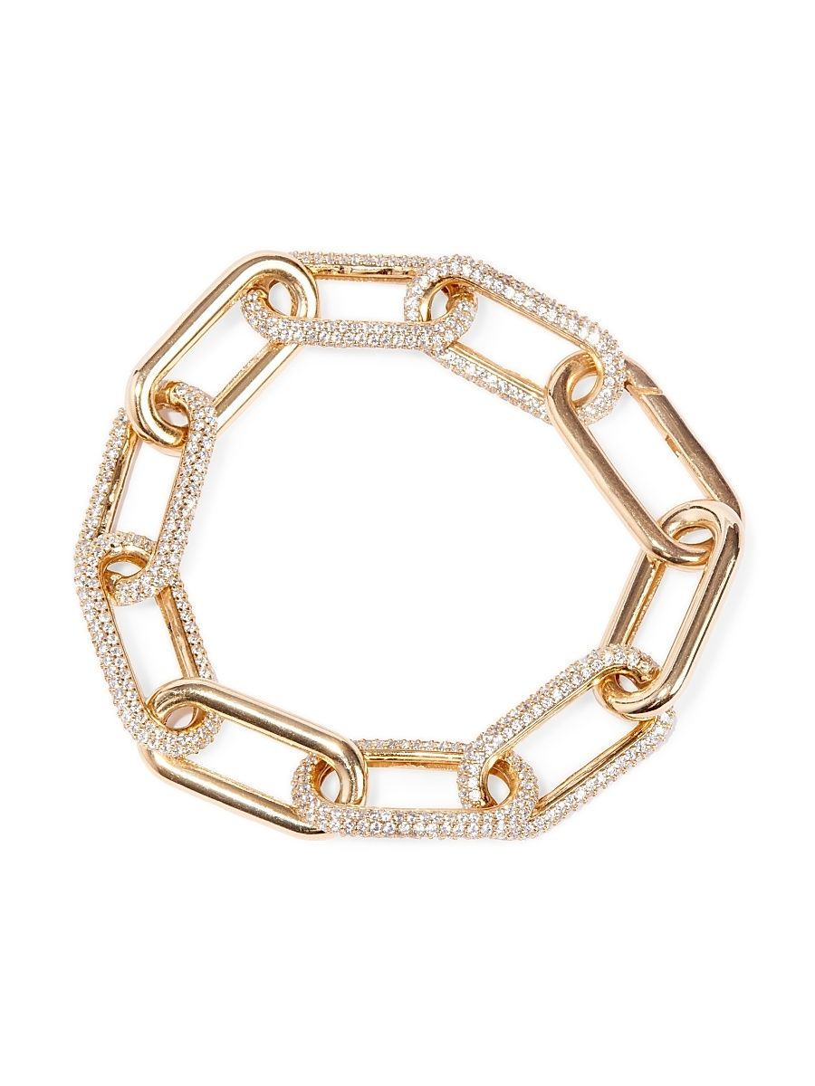Women's 14K Gold-Vermeil & Crystal Link Bracelet - Gold