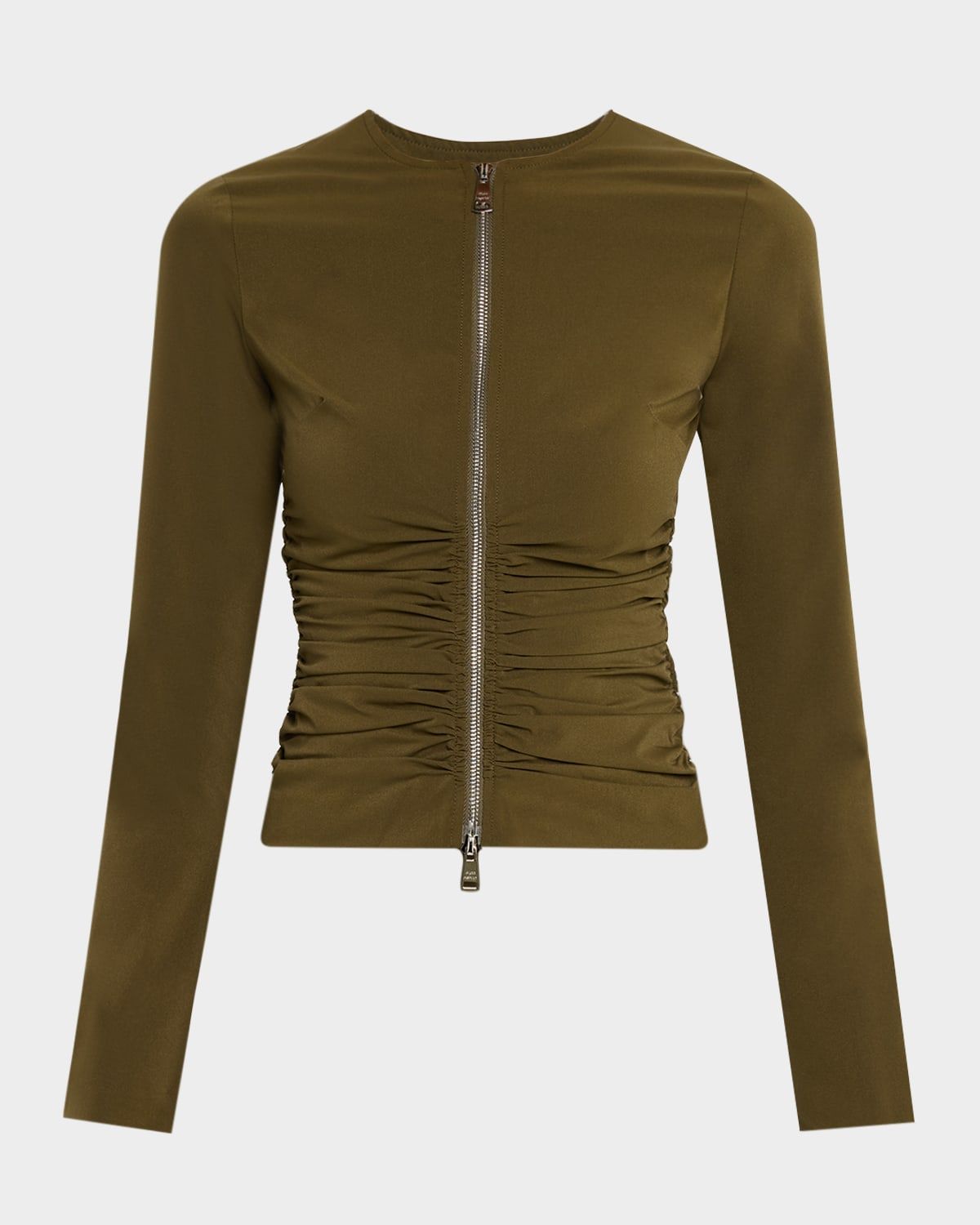 Ruched Zip-Front Top