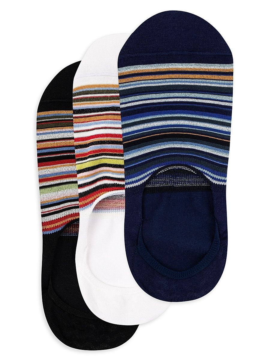 Men's No-Show Signature Striped Socks 3-Pack
