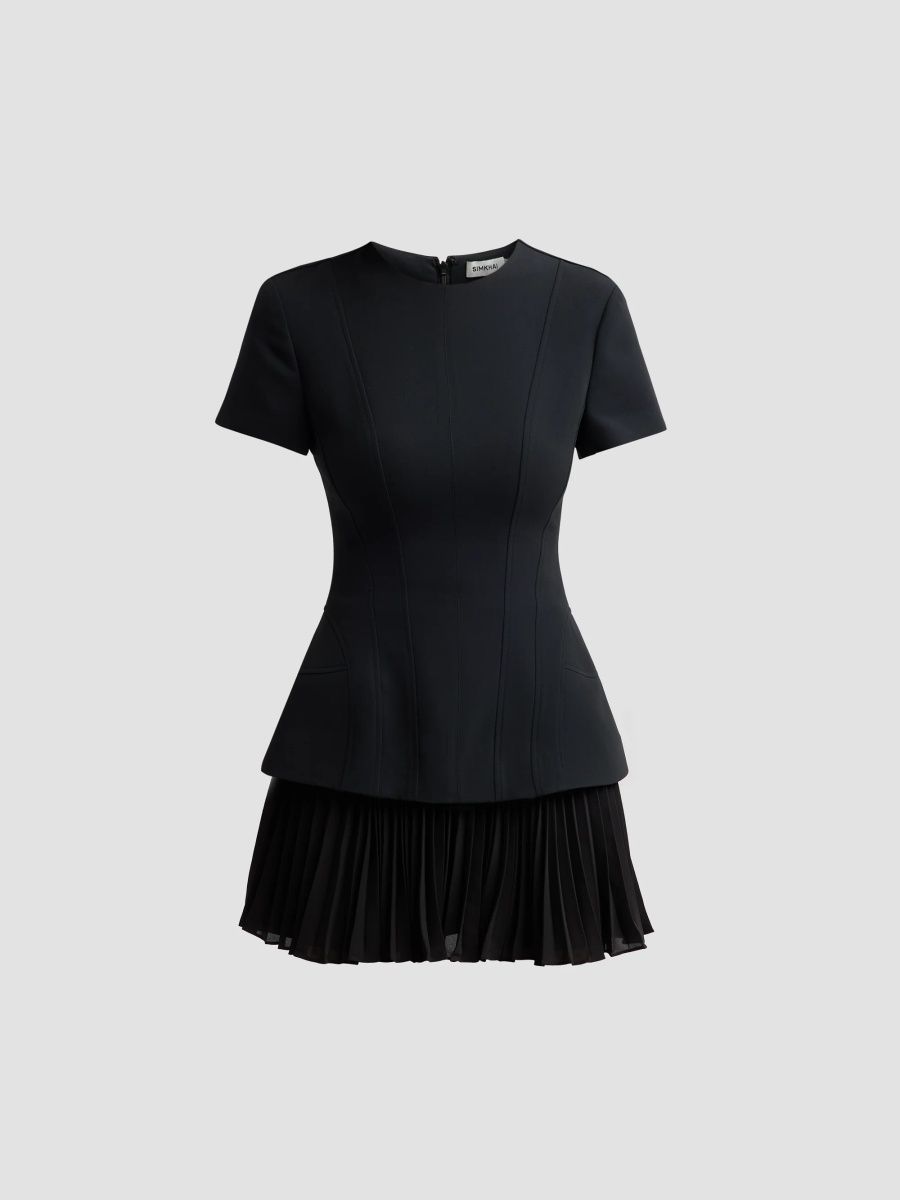 SIMKHAI Women's Reagan Short-Sleeve A-Line Mini Dress - Black - Size 14