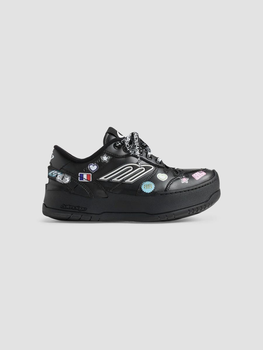 Balenciaga Women's Hamptons Stickers Platform Sneakers - Black Multi - Size 5