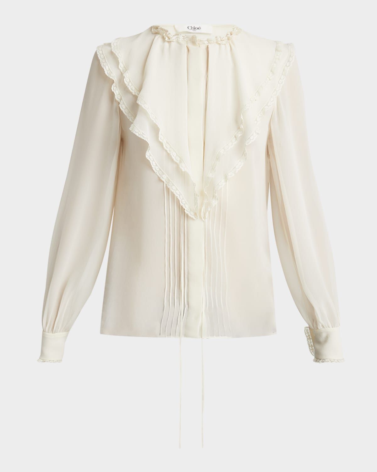 Ruffle Button-Down Silk Top