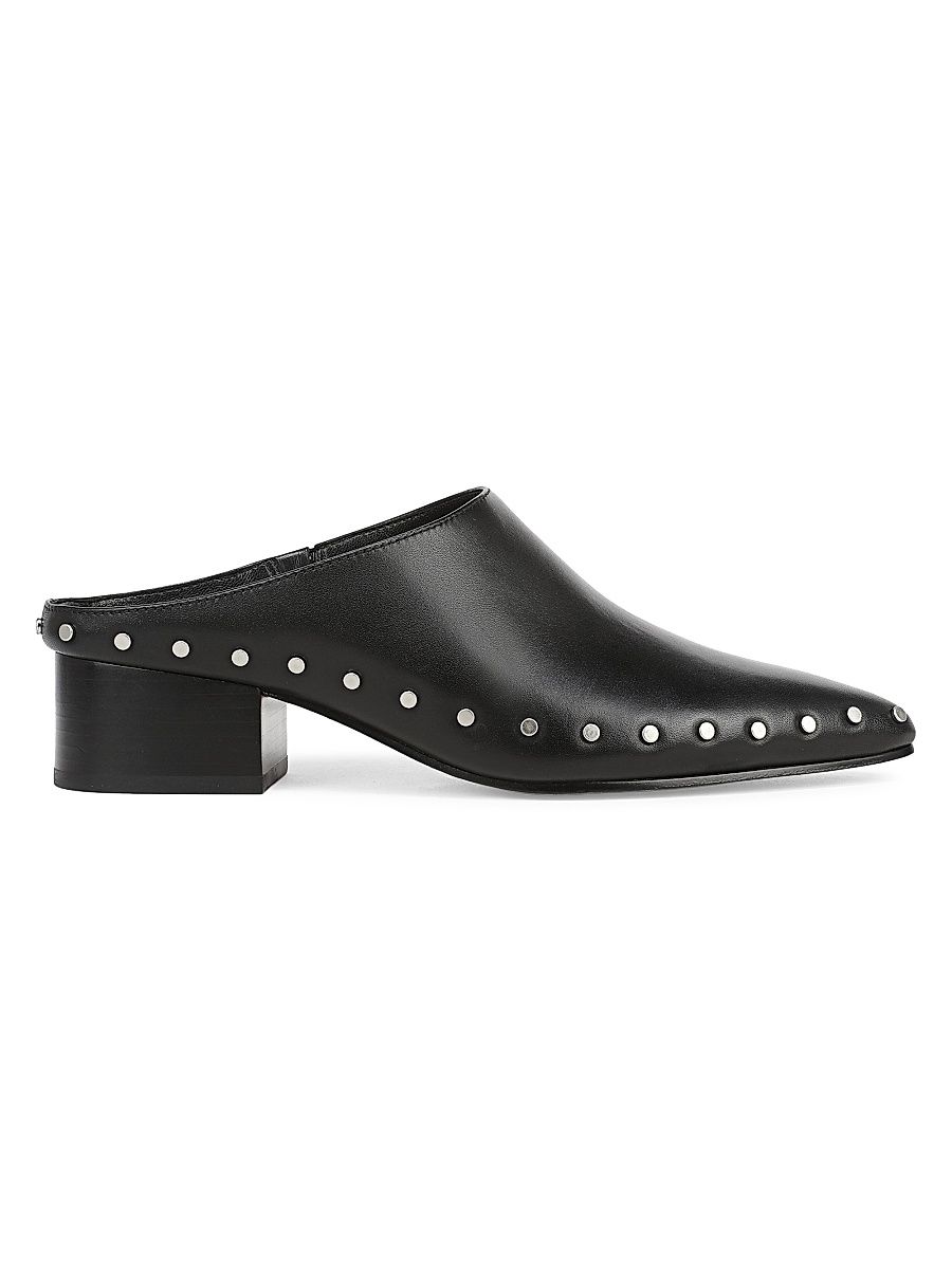 Women's August 40MM Leather Clog Mules - Black - Size 5.5
