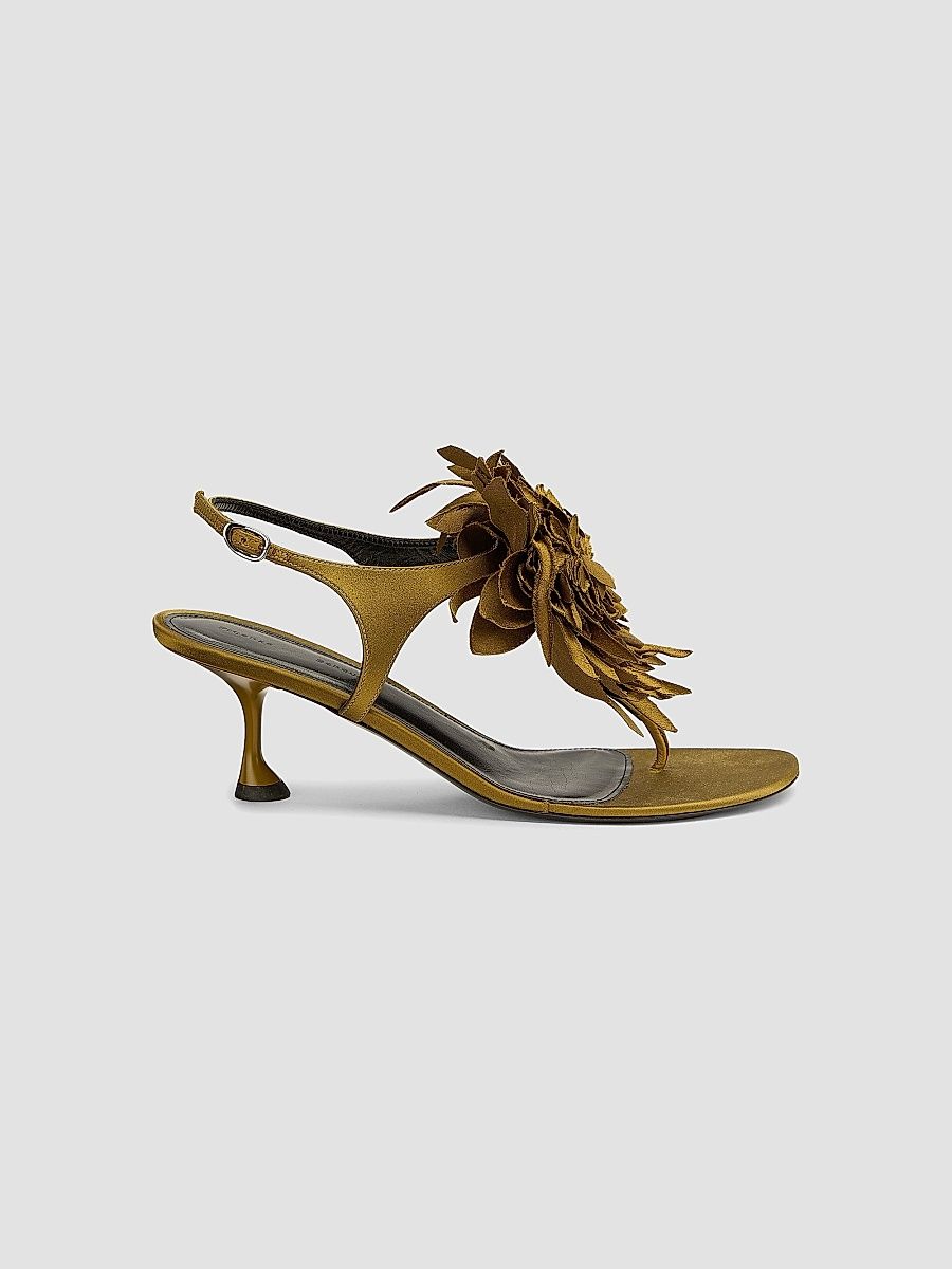 Proenza Schouler Women's Tee 60MM Flower Satin Sandals - Pistachio - Size 9.5