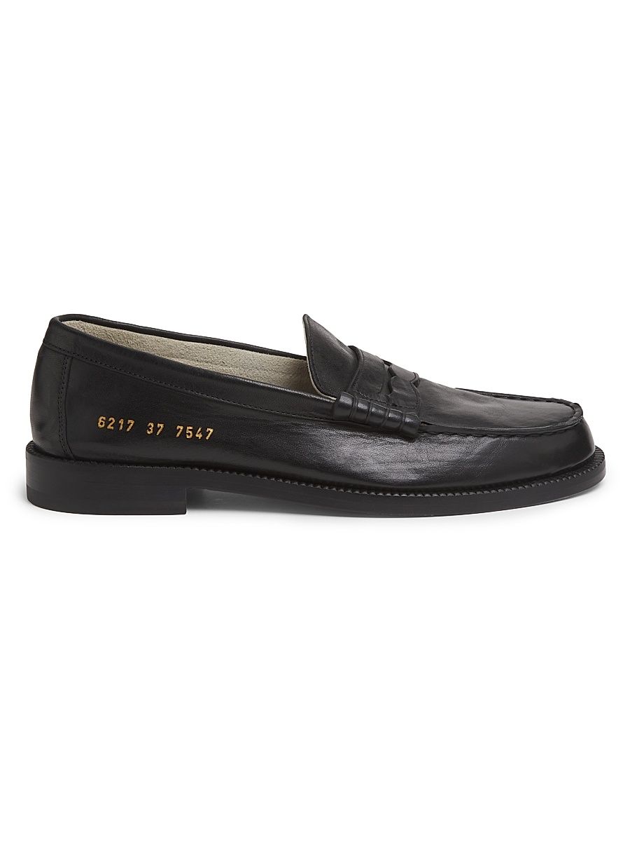 Women's Leather Penny Loafers - Black - Size 8
