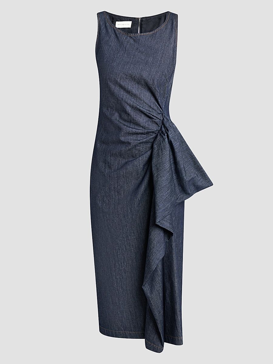 Women's Dropps Draped Cotton Sheath Dress - Indigo - Size 8