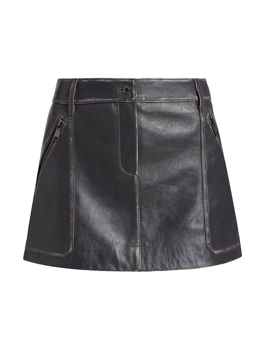 Women's Micro Leather Mini Skirt - Charcoal - Size 12