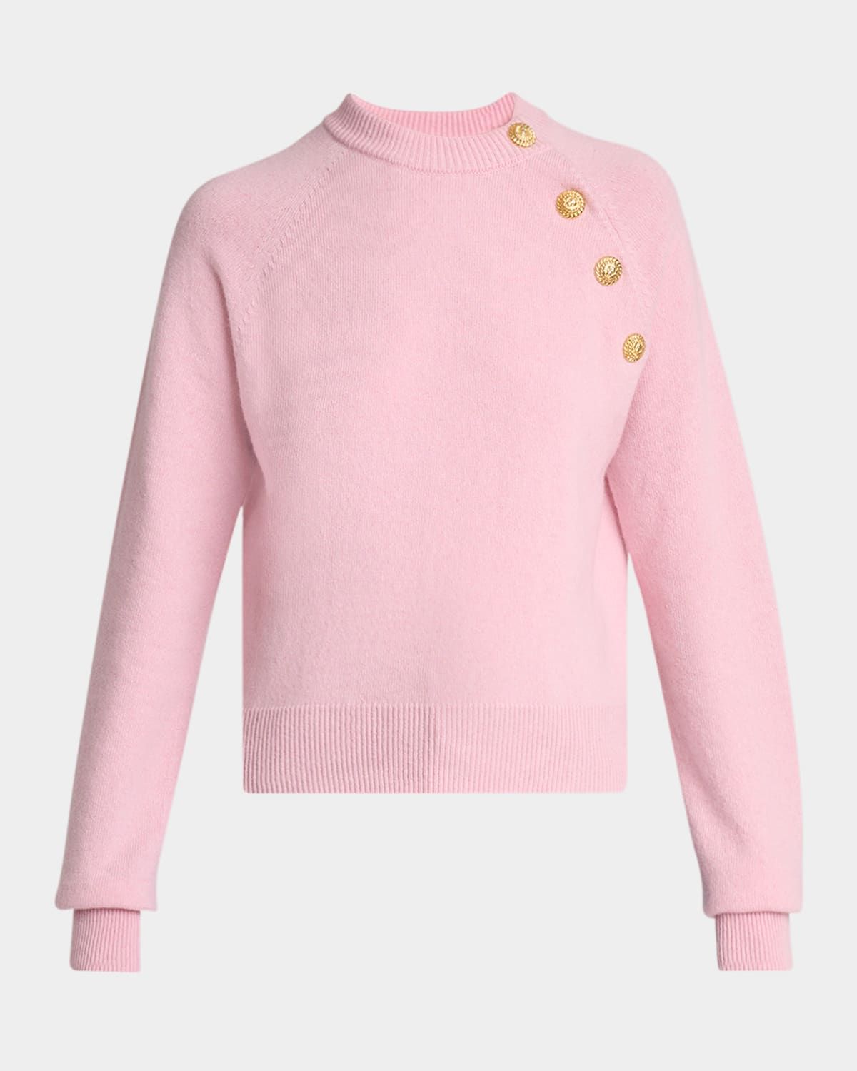 Buttoned Eco-Cashmere Crewneck Sweater