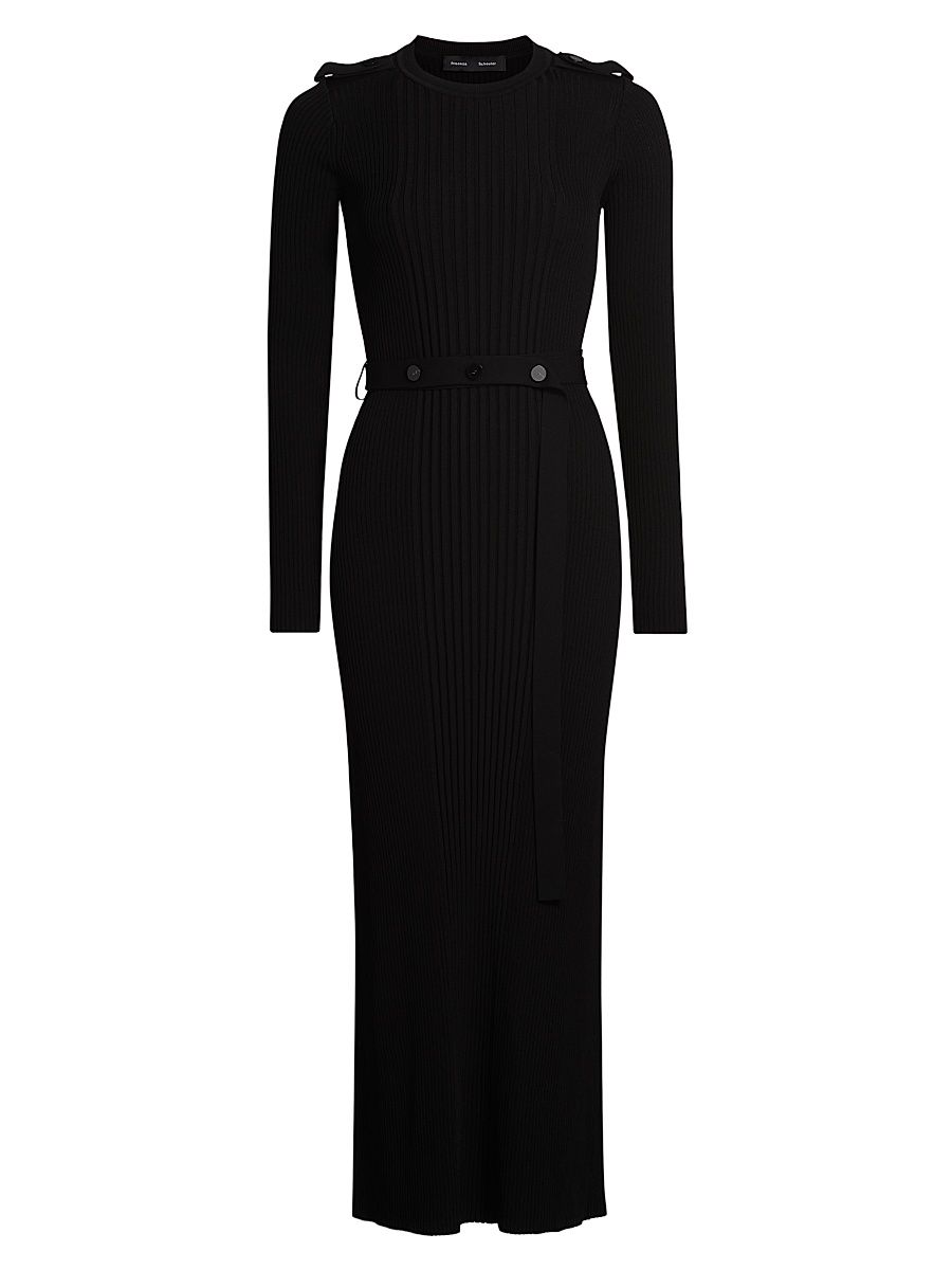 Women's Lauryn Rib-Knit Long-Sleeve Maxi Dress - Black - Size XL
