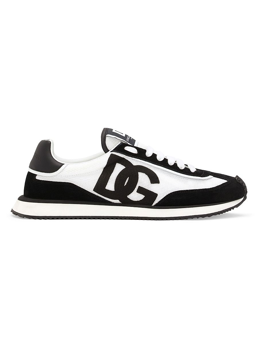 Men's Aria DG Logo Low-Top Sneakers - White Black - Size 8