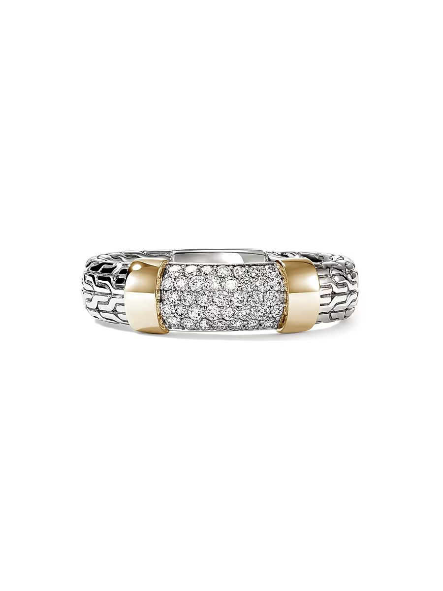 Women's JH Essentials Sterling Silver, 14K Yellow Gold & 0.28 TCW Diamond Ring - Silver Gold - Size 8