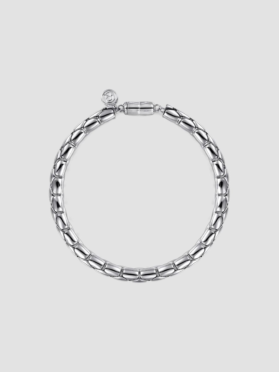 Gabriel & Co Men's Classic Sterling Silver Tubular Chain Bracelet/6MM - Silver
