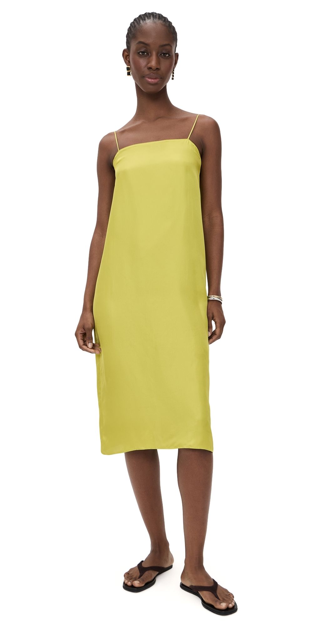 Comme Si Everyday Silk Dress Chartreuse XL