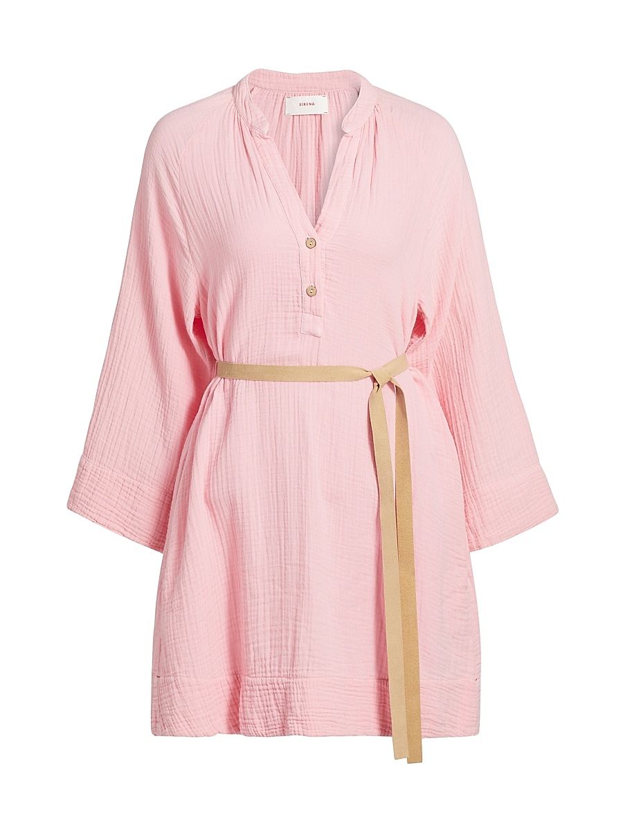 Women's Carlotta Cotton Tie-Waist Minidress - Rose Mallow - Size XS