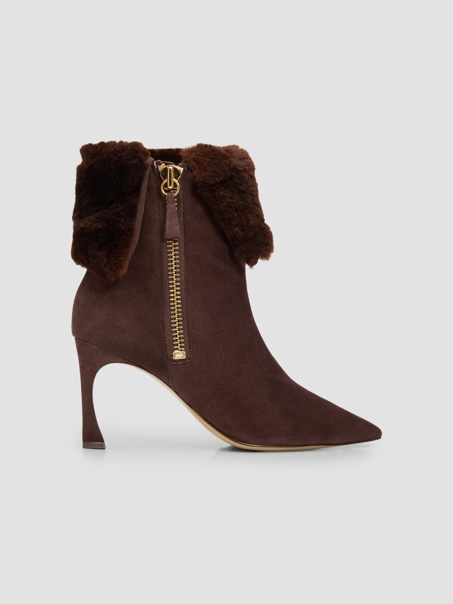 Alexandre Birman Women's Mirabela 85MM Curly Booties - Dark Brown - Size 5