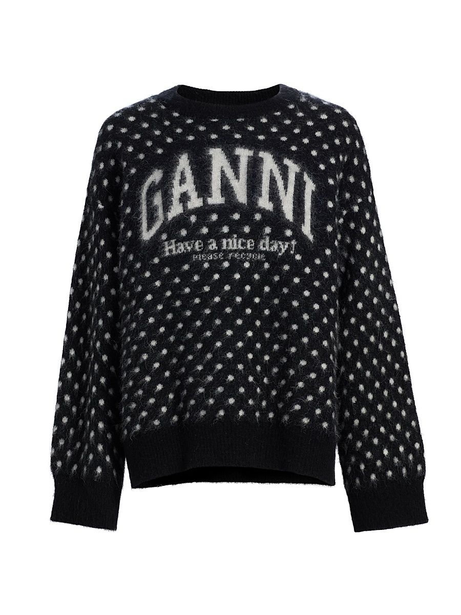 Women's Heavy Brushed Alpaca-Blend Oversized Sweater - Black - Size XS