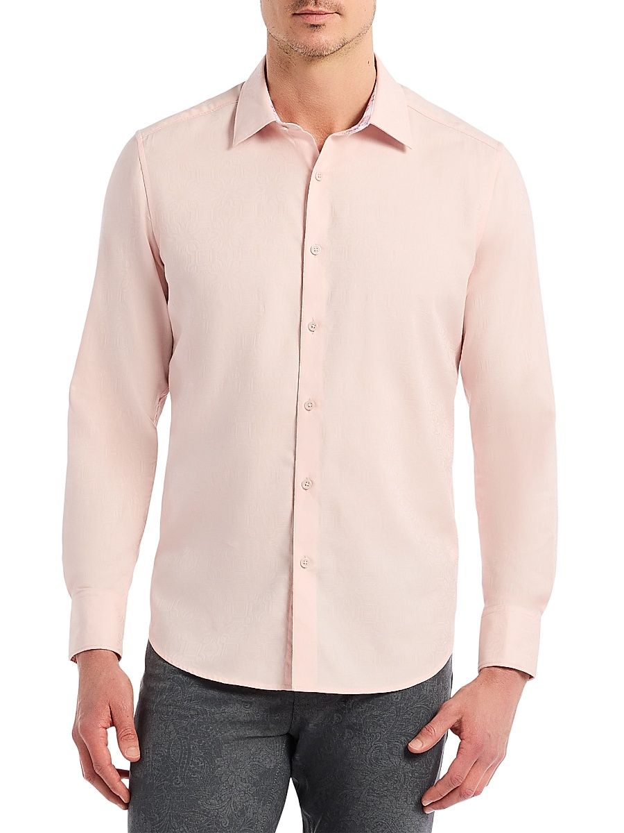 Men's Odyssey Button-Front Shirt - Pink - Size XXL