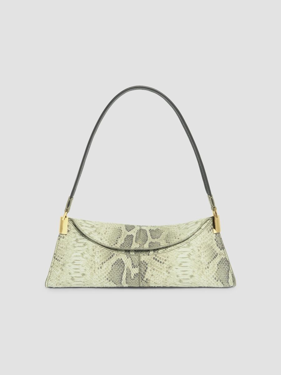 Balmain Women's 64-83 Small Python-Embossed Printed Leather Shoulder Bag - Ecume