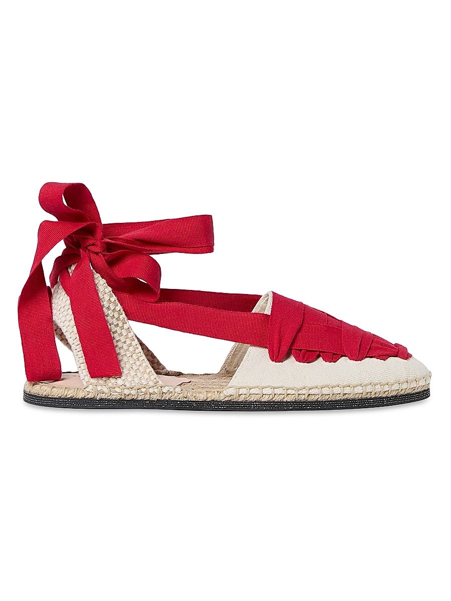 Women's Wilson Flat Ankle-Wrap Espadrilles - Natural Red - Size 5