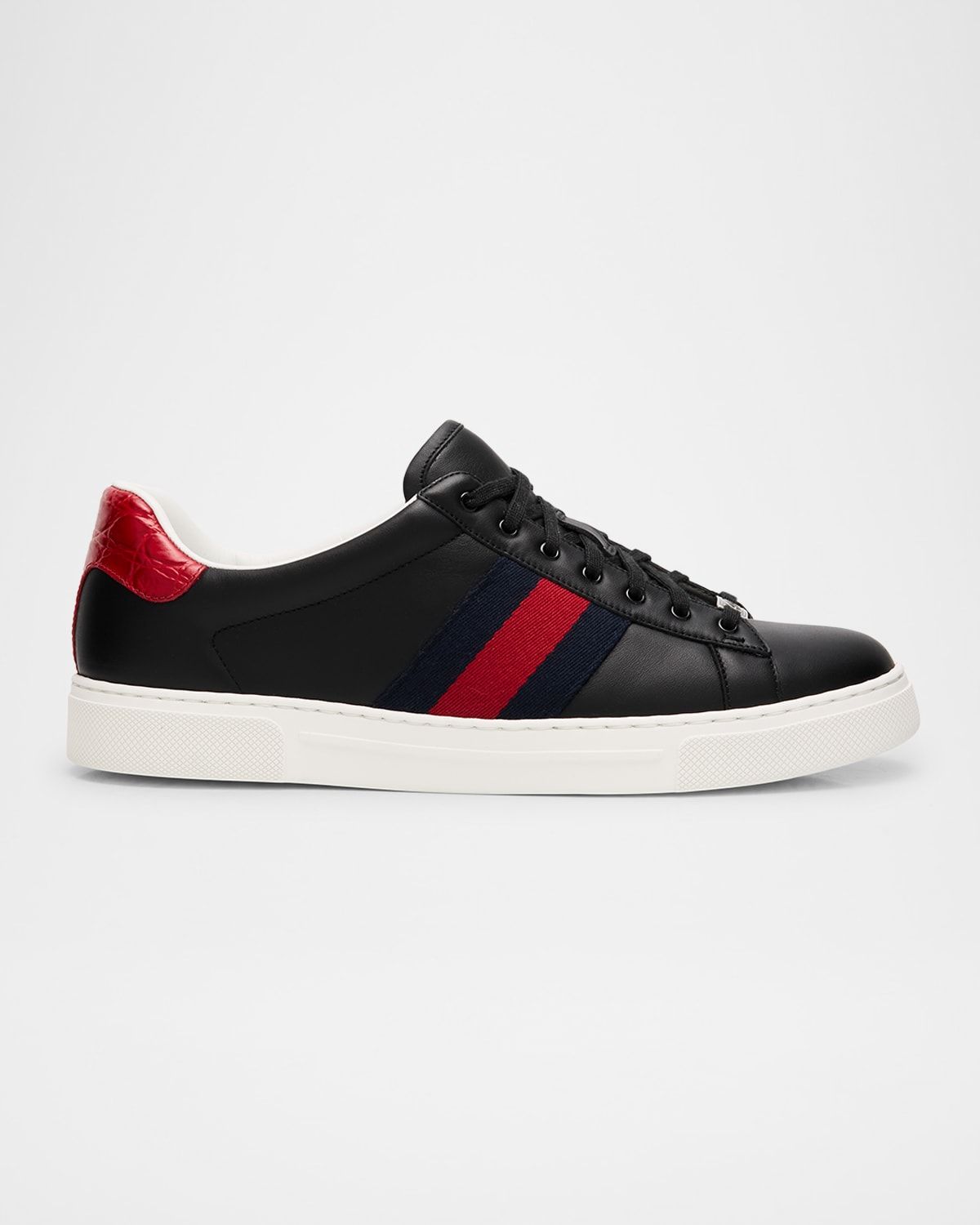 Men & apos;s Ace Leather Web Low-Top Sneakers
