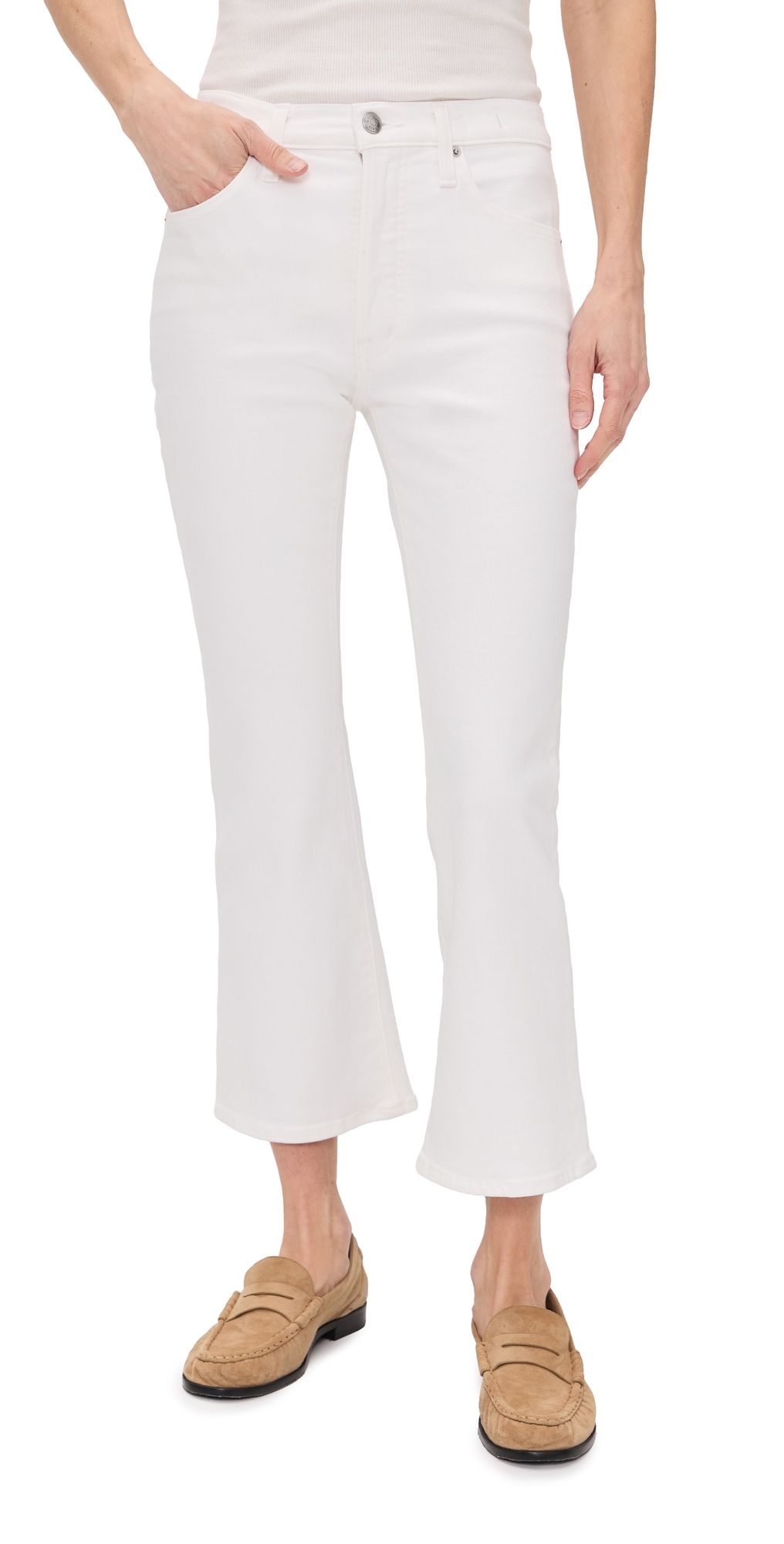 Madewell The Petite Stretch Flare Crop Jeans Tile White 26