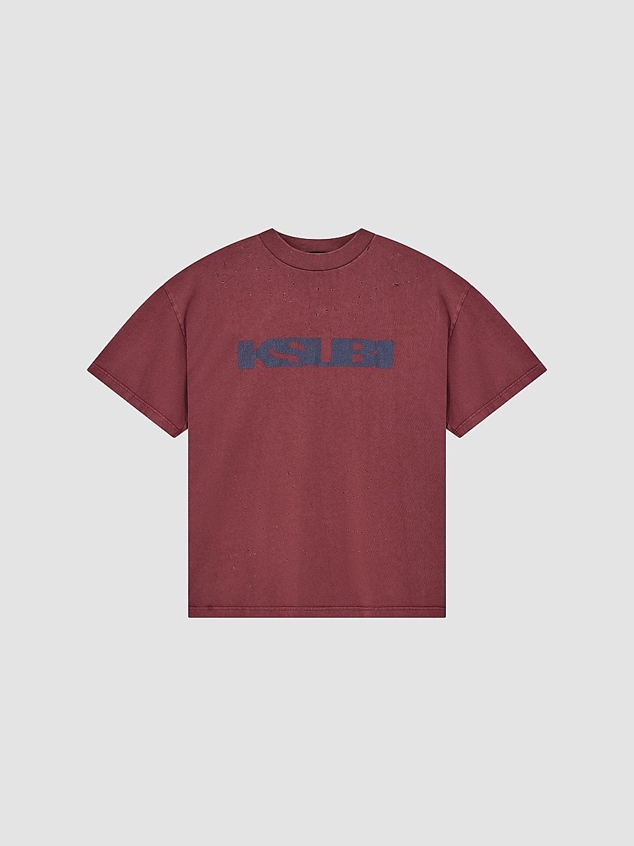 Men's Blasted Ekcess Cotton Oversized T-Shirt - Burgundy - Size XXL