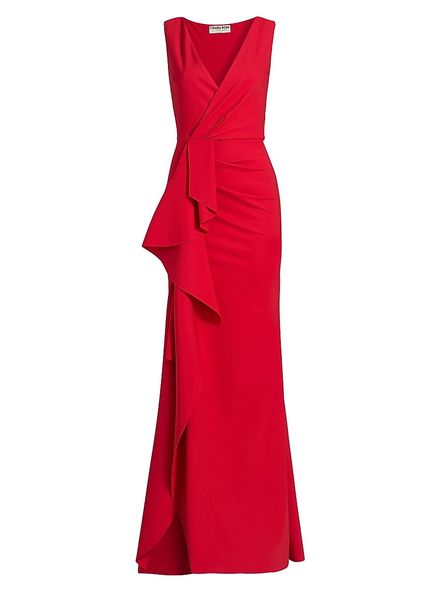 Women's Vesse Ruffled Jersey Gown - Passion - Size 8