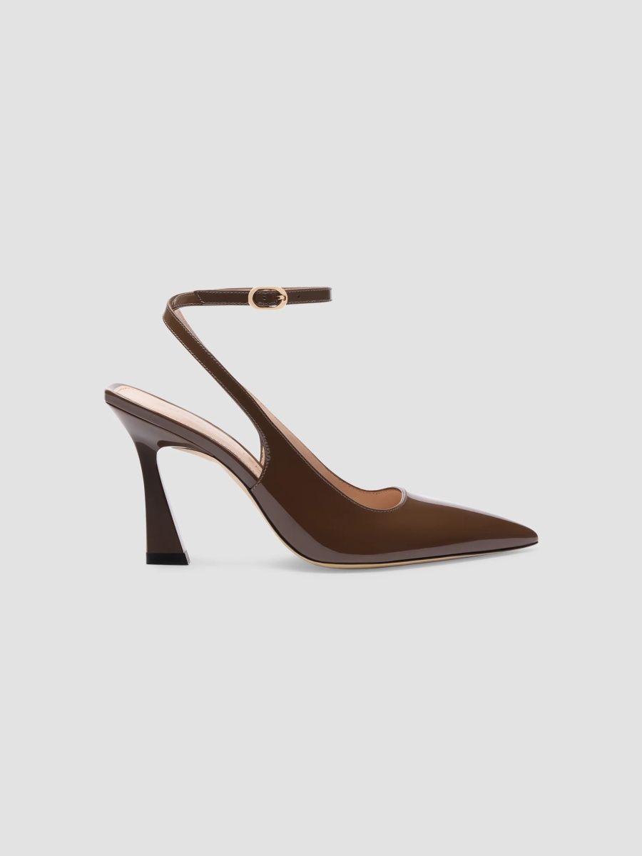 Stuart Weitzman Women's Vinnie 85MM Patent Leather Pumps - Cigar - Size 10