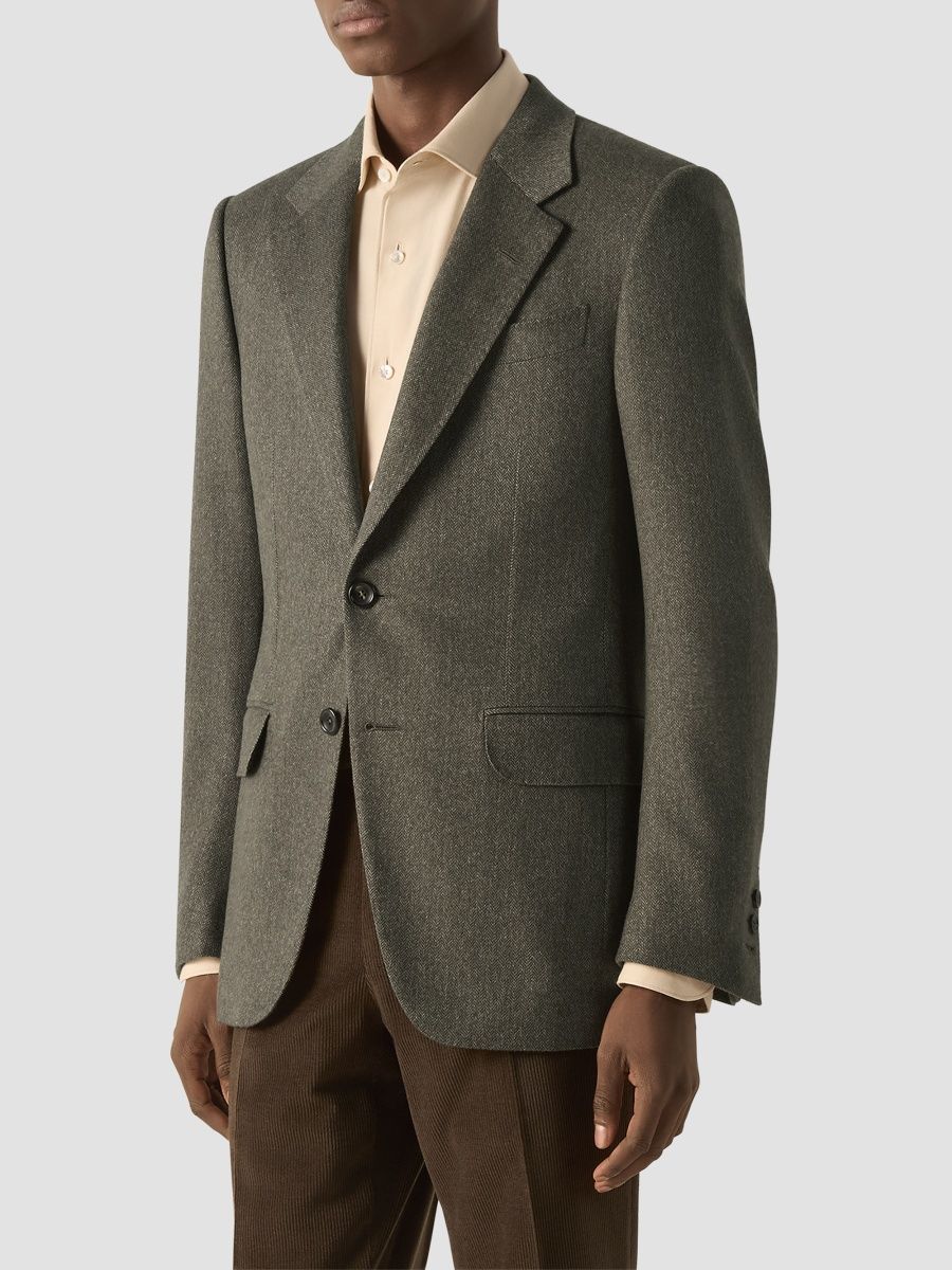 ZEGNA Men's Cashmere Jacket - Olive Green - Size 50