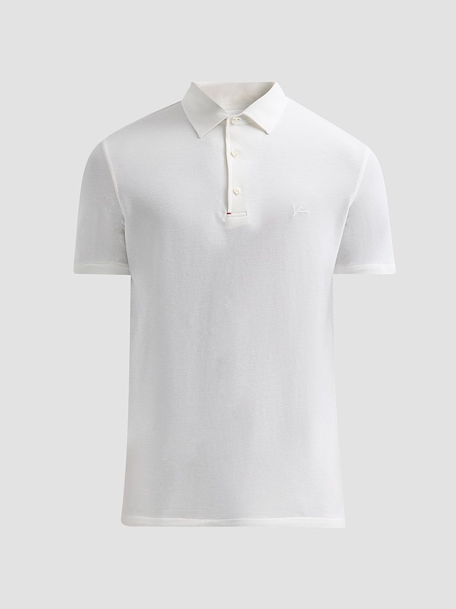 Men's Cotton Pique Polo Shirt - White - Size XXL