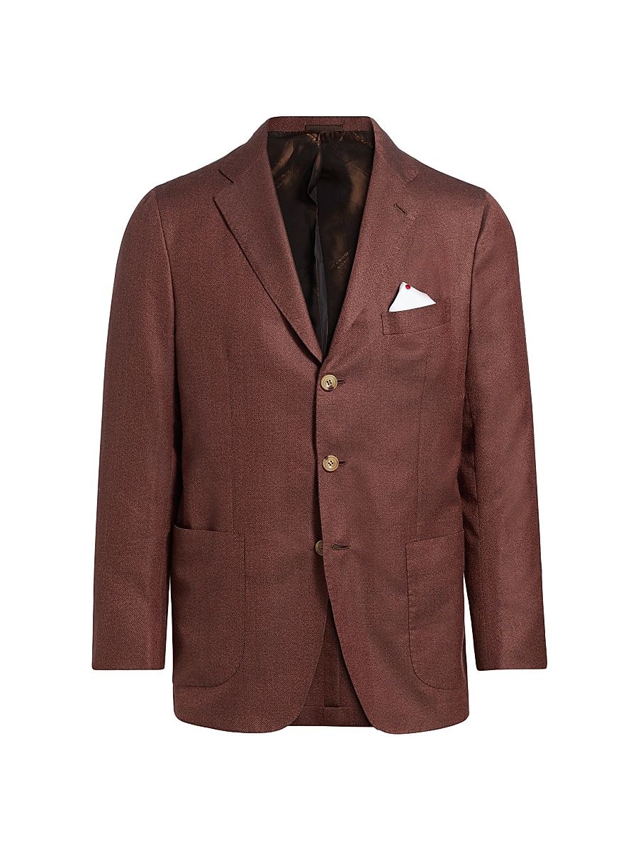 Men's Wool & Silk Tailored Jacket - Bordeaux - Size 40