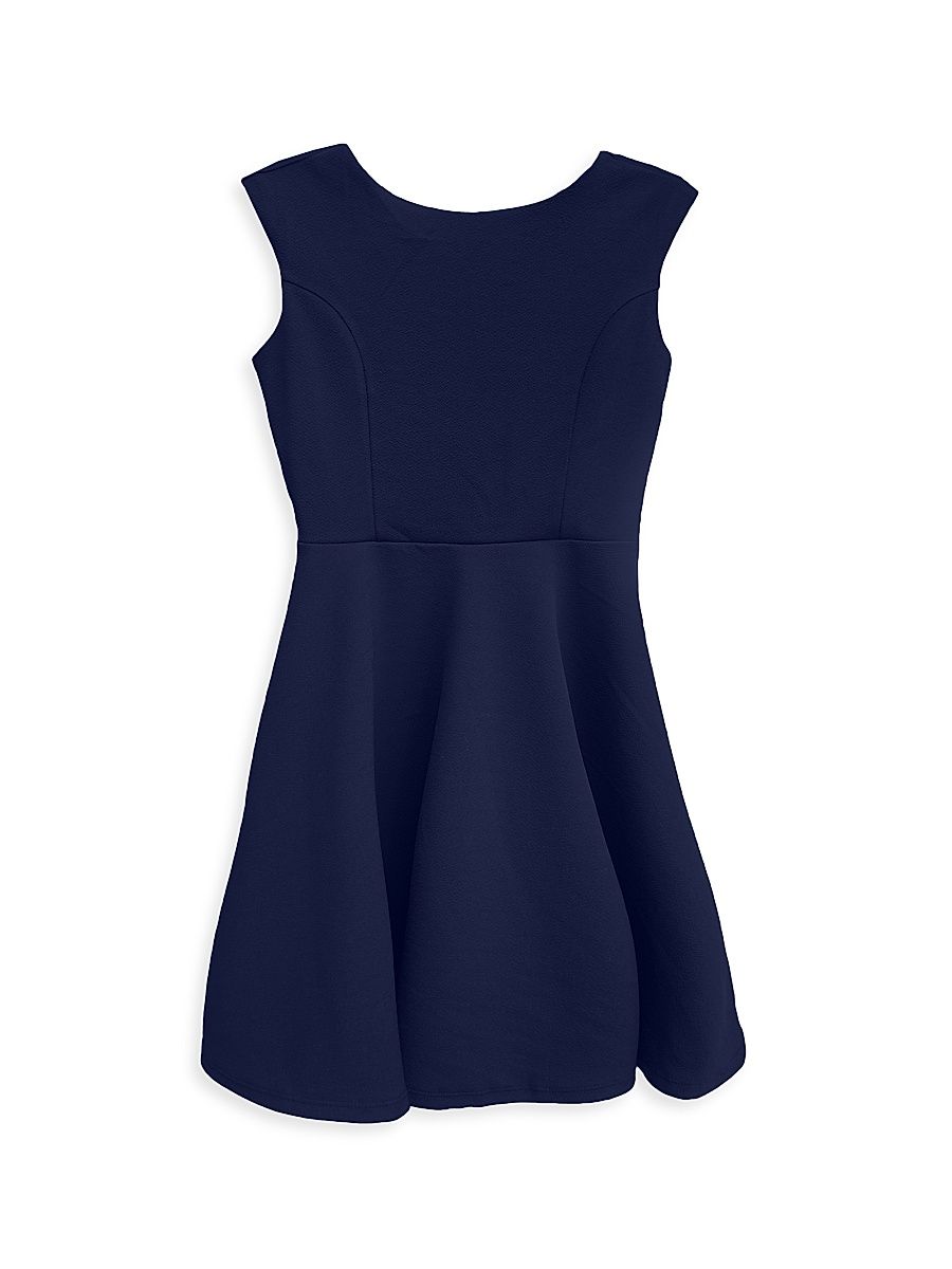 Girl's Textured Cap Sleeve Dress - Navy - Size 16