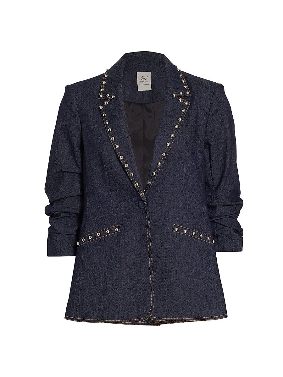 Women's Khloe Studded Denim Blazer - Indigo - Size 6
