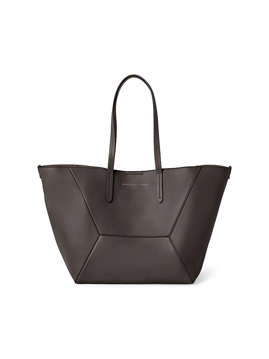 Women's Calfskin with Monili in Tote Bag - Dark Mahogany