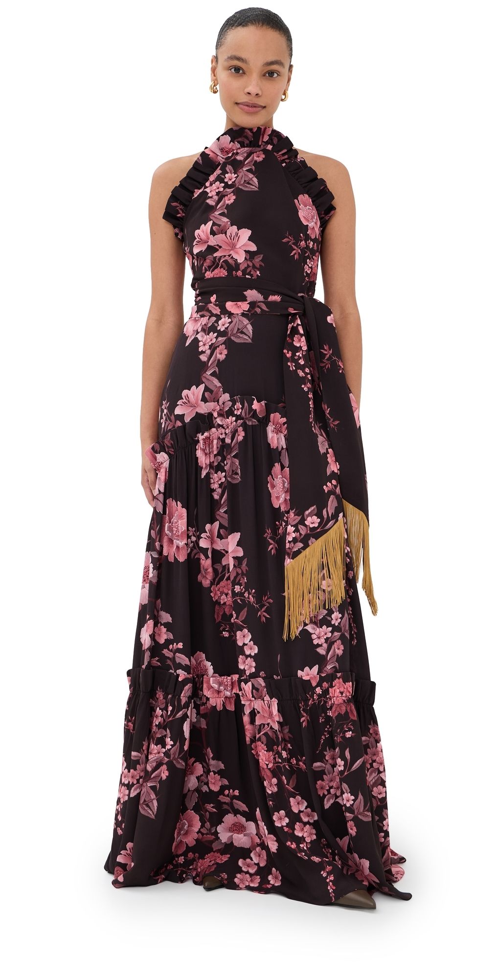 Borgo de Nor Tatiana Crepe Satin Dress Cherry Blossom Wine 8